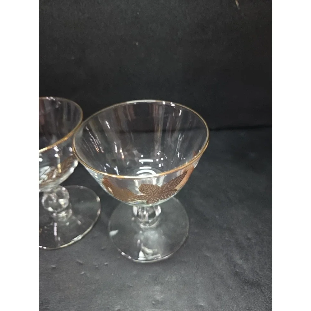 Libbey Gold Leaves Cordial Stems, Cocktail Glass Set, Liquor Glasses, Fall Decor